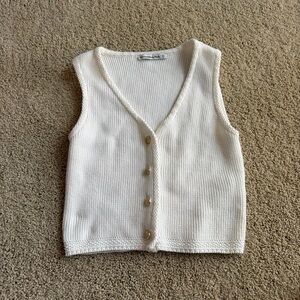A&F White Button-Up Knit Vest
